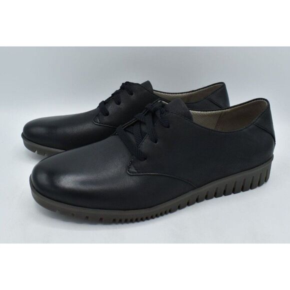 Dansko US 10.5-11 EU 41 Libbie Burnished Calf Leather Black Lace Up Loafer Shoes